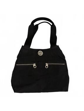 Baggallini | Black Hobo Shoulder Bag Purse Front Zip Pockets + Latch